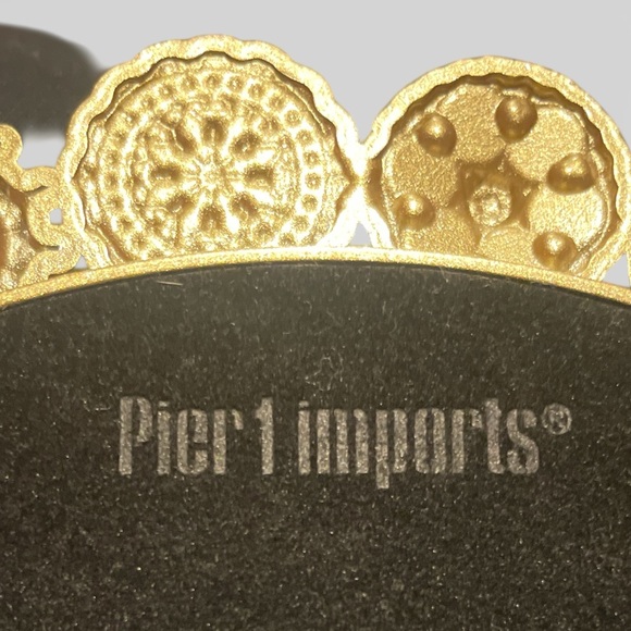 Pier 1 Imports Standing Oval Vintage Bronze Mirror w/ Pearl & Clear Gem Accents. - Picture 4 of 4